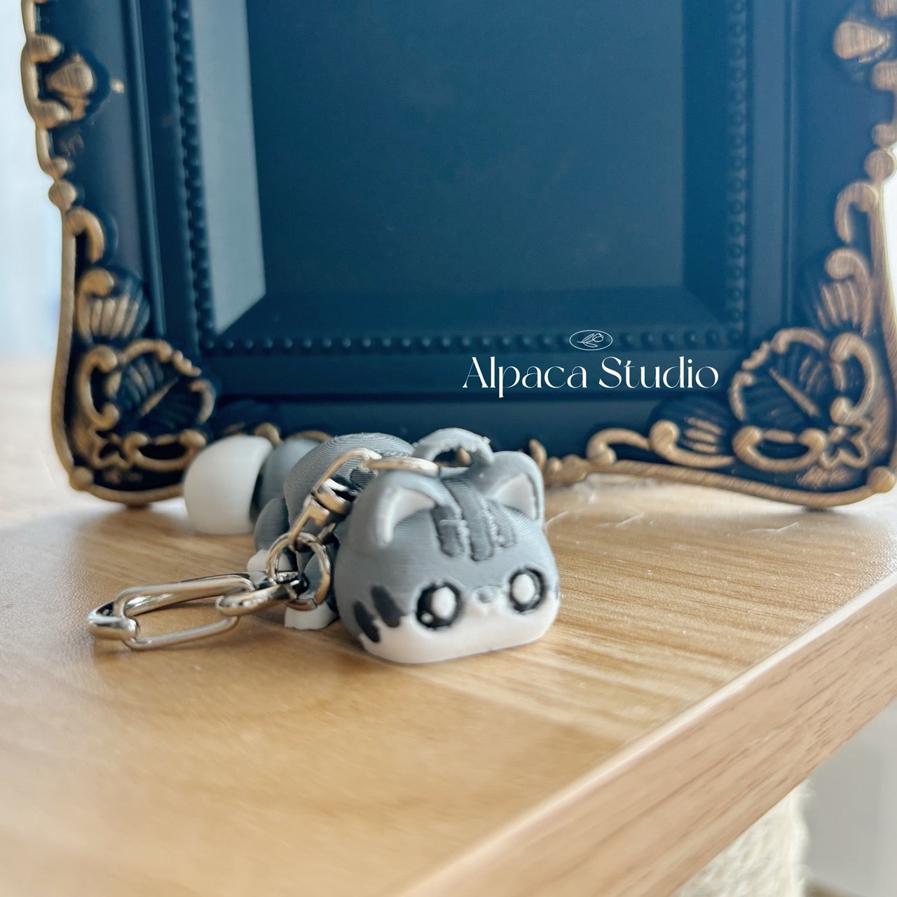 Cat Keychain - Grey Tabby