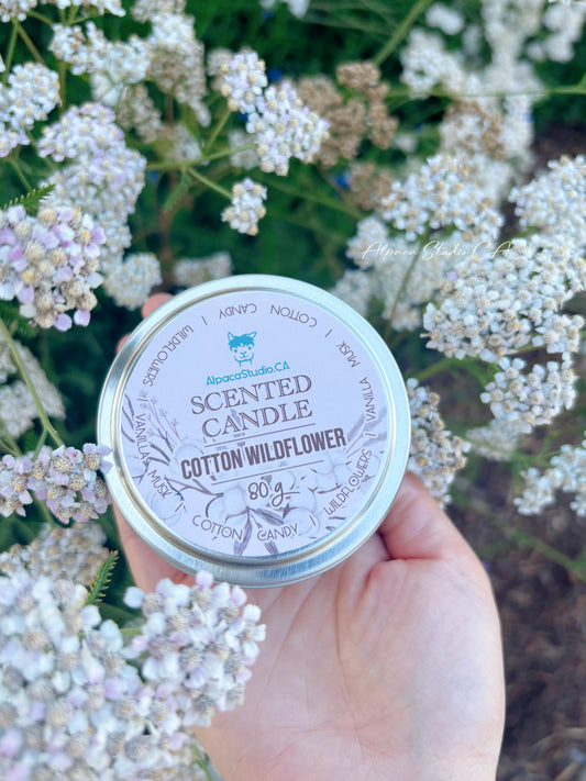 (New) Cotton Wildflowers Container Candle with Decorations