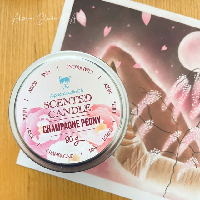 Champagne Peony Container Candle with Decorations