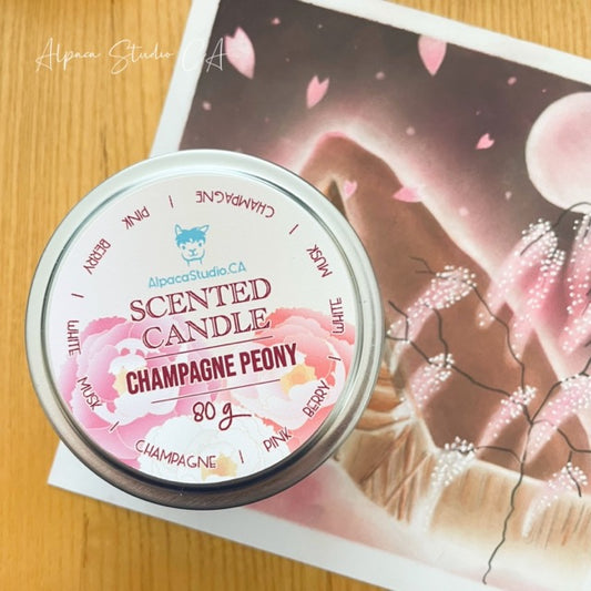 Champagne Peony Container Candle with Decorations