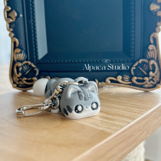 Cat Key Chain - Grey Tabby